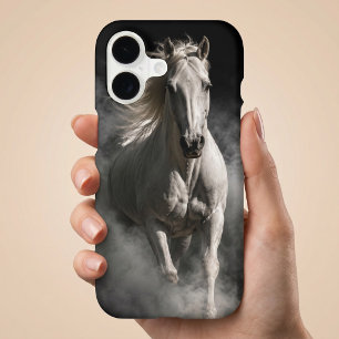 Dramatic Midnight White Stallion