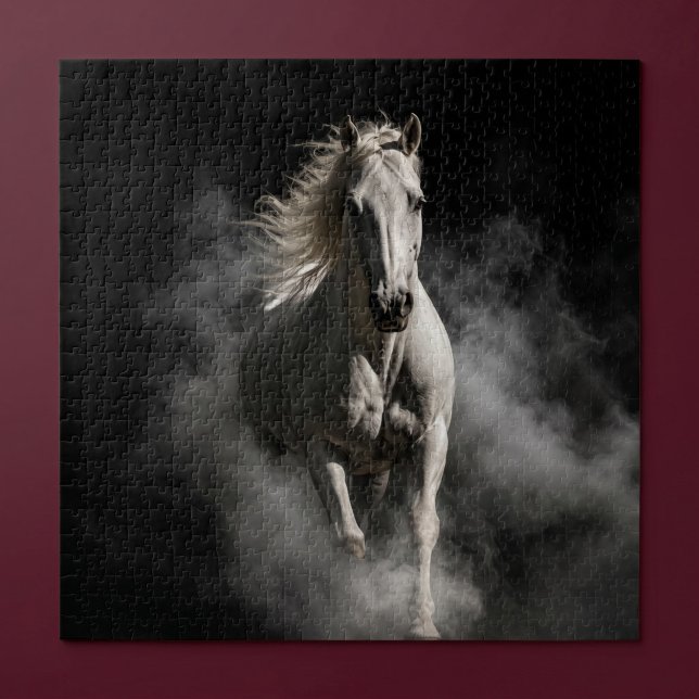 Dramatic Midnight White Stallion Jigsaw Puzzle (Creator Uploaded)
