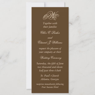 Dramatic Monogram Wedding Invitation (Brown)