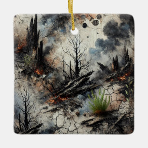 Dramatic Nature-Inspired Ceramic Ornament