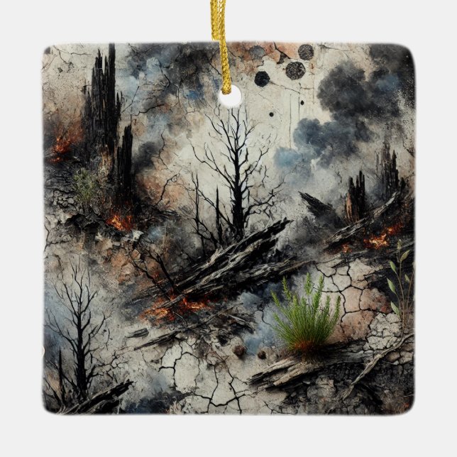 Dramatic Nature-Inspired Ceramic Ornament (Front)