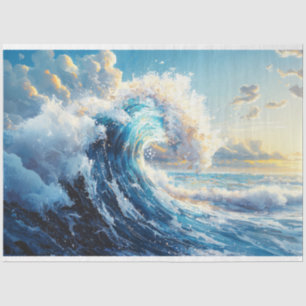 Dramatic Ocean Wave at Sunset Decoupage Tissue Paper