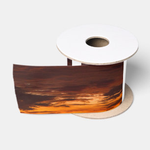 Dramatic Orange Yellow Sunset Cloudy Sky Satin Ribbon