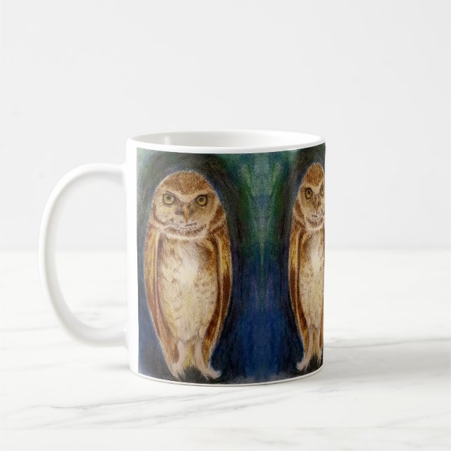 Dramatic Owl Art, Trendy, Chic, Modern Coffee Mug (Left)