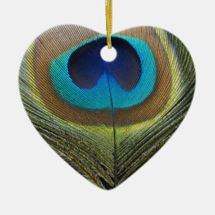 Dramatic Peacock Feather Ceramic Ornament
