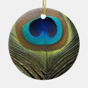 Dramatic Peacock Feather Ceramic Tree Decoration