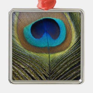 Dramatic Peacock Feather Metal Tree Decoration