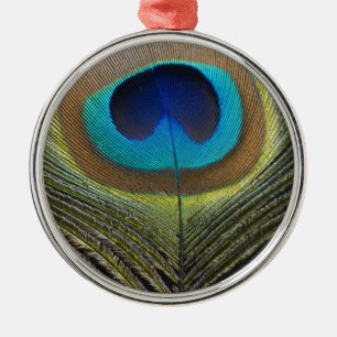 Dramatic Peacock Feather Metal Tree Decoration