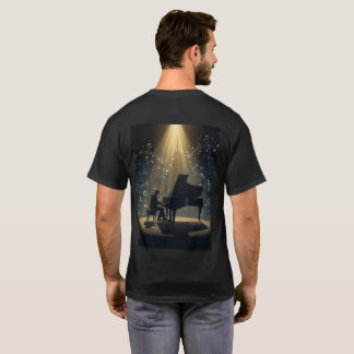 Dramatic Piano Music Silhouette With City Skiline T-Shirt