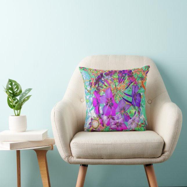Dramatic Psychedelic Magenta and Purple Flowers Cushion (Chair)