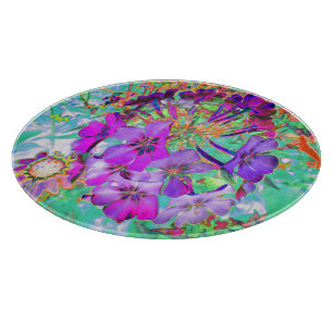 Dramatic Psychedelic Magenta and Purple Flowers Cutting Board