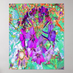 Dramatic Psychedelic Magenta and Purple Flowers Poster