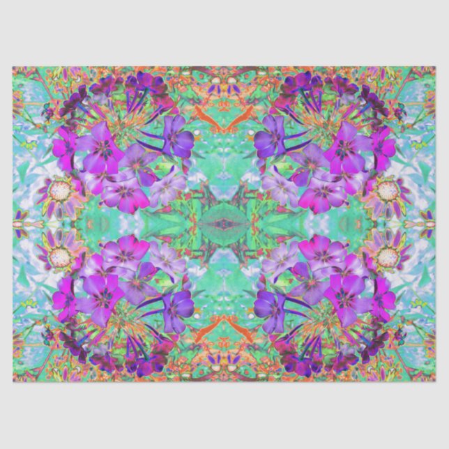 Dramatic Psychedelic Magenta and Purple Flowers Tissue Paper (Front)