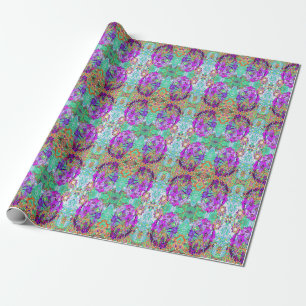 Dramatic Psychedelic Magenta and Purple Flowers Wrapping Paper