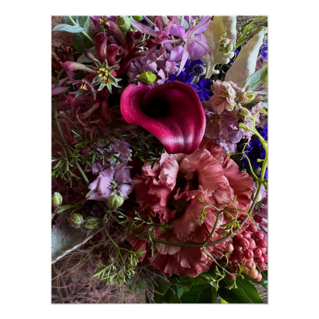 Dramatic Purple Floral Elegance Art Poster (Front)