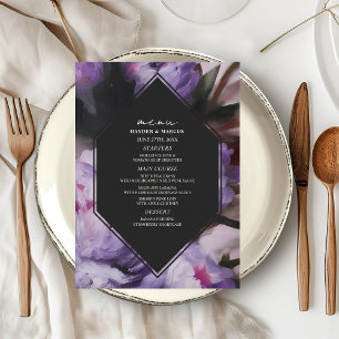 Dramatic Purple Floral Wedding Menu