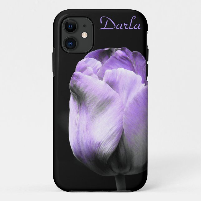 Dramatic Purple Tulip on Black *Personalise* Case-Mate iPhone Case (Back)