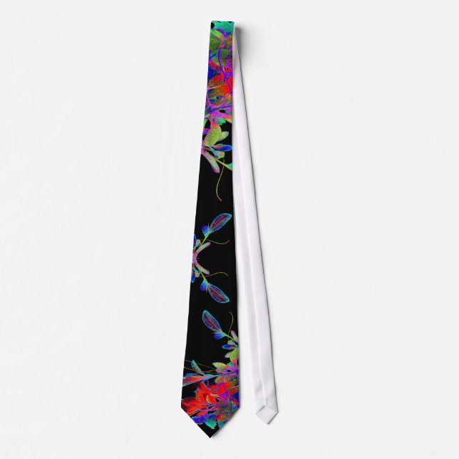 Dramatic Rainbow Floral Abstract Pop Art Designer Tie (Front)