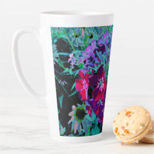 Dramatic Red, Purple and Pink Garden Flower Latte Mug
