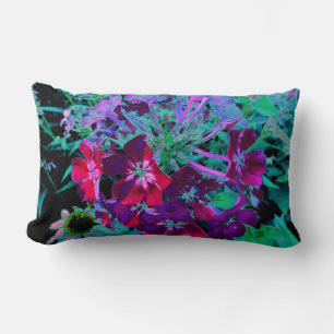Dramatic Red, Purple and Pink Garden Flower Lumbar Cushion