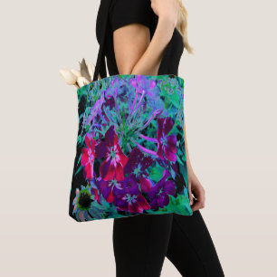 Dramatic Red, Purple and Pink Garden Flower Tote Bag