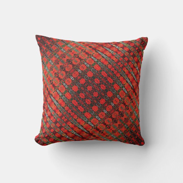 Dramatic Red Sine Waves Funky Pattern Cushion (Front)
