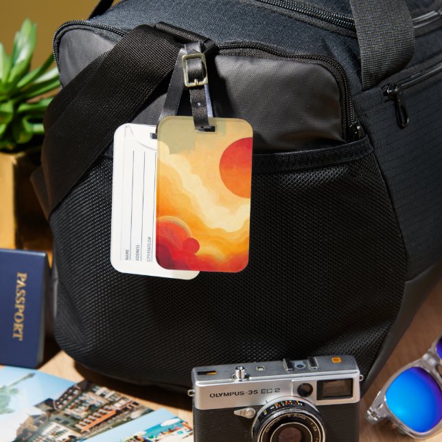 Dramatic Red Sun Painting Luggage Tag (Front & Back)