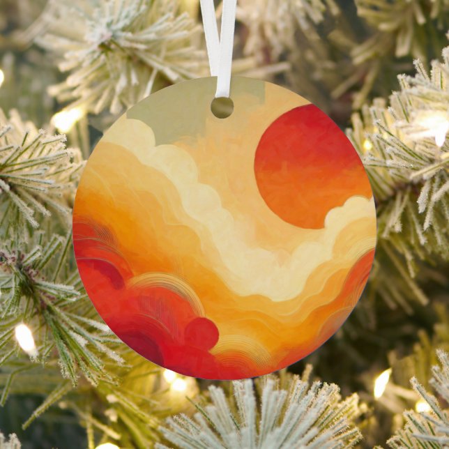 Dramatic Red Sun Painting Metal Tree Decoration (Insitu)