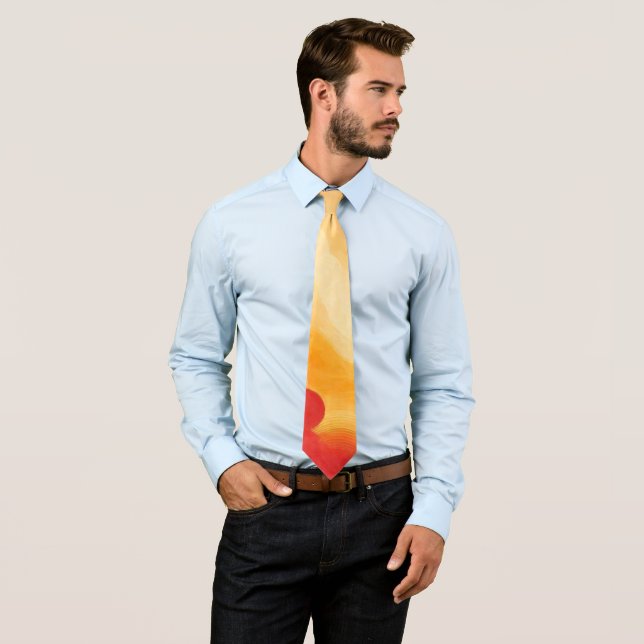 Dramatic Red Sun Painting Tie (In Situ)
