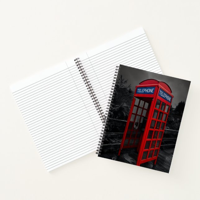 Dramatic Red Telephone Booth Photography Travel  Notebook (Inside)