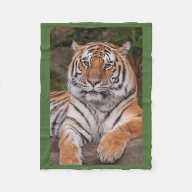 Dramatic Resting Tiger Fleece Blanket (Front)