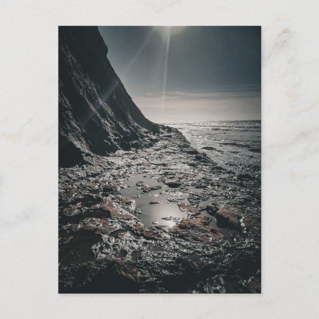 Dramatic Rocky Coastline at Low Sun Ocean Therapy Postcard (Front)