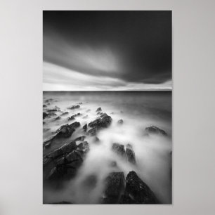 Dramatic rocky shore poster