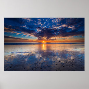 Dramatic seascape, sunset, CA Poster