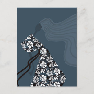 Dramatic Silhouette Elegant Glam Fashion Art Postcard