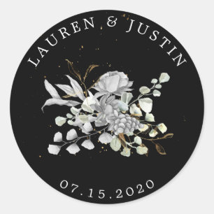 dramatic silver gold floral monogram Sticker