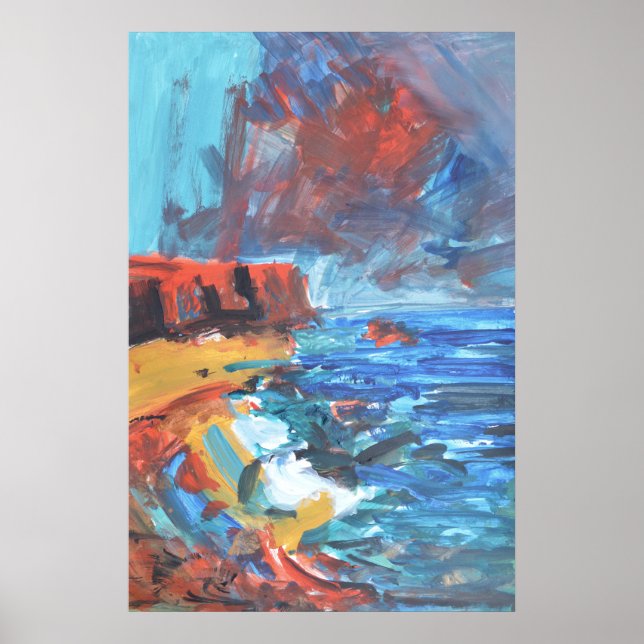 Dramatic Stormy Coastal Cliffs Expressionist Poster (Front)