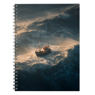 Dramatic Stormy Sea Ship Notebook