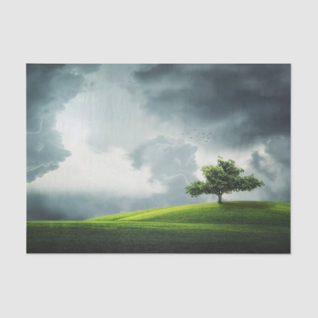 Dramatic summer thunderstorm & scenic landscape tissue paper (Front)