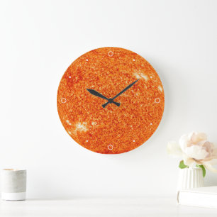 Dramatic Sun Star Solar System Orange Planet Leo Large Clock