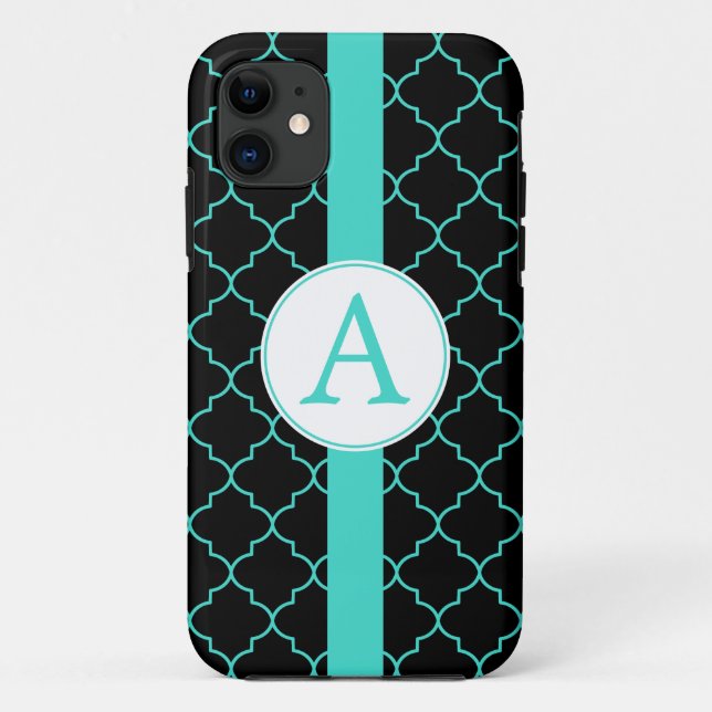 Dramatic Turquoise Monogram iPhone 5 Case (Back)