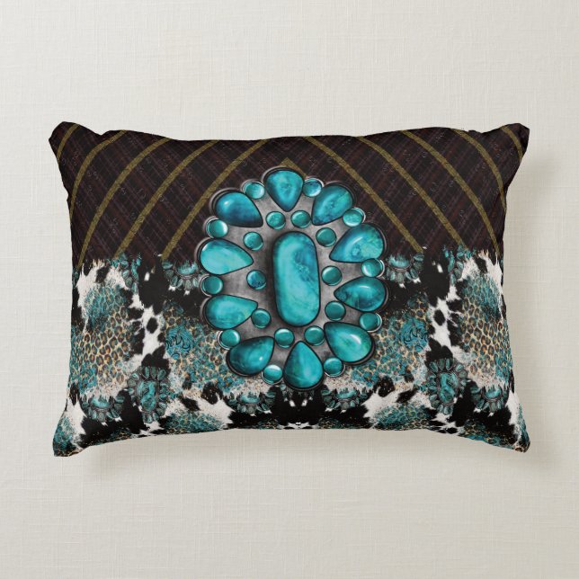 Dramatic Turquoise Stone Animal Print 12x16 Pillow (Front)