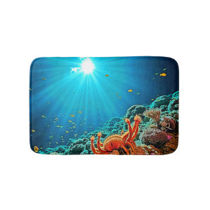 Dramatic Underwater Sunburst Art Bath Mat