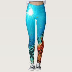 Dramatic Underwater Sunburst Art Leggings