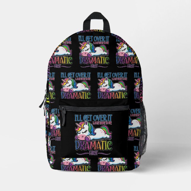 Dramatic Unicorn Printed Backpack (Front)