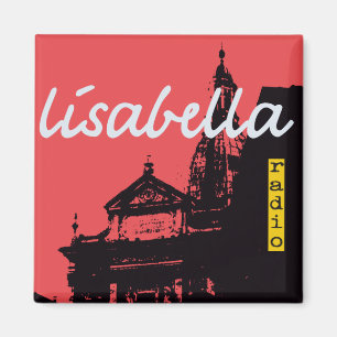 dramatic vermilion Siena city silhouette Magnet