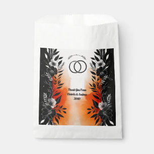 Dramatic Watercolor Black Orange Floral Wedding Favour Bag