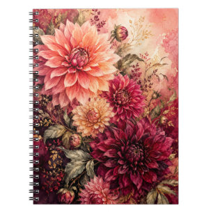 Dramatic Watercolor Dahlia Garden Notebook