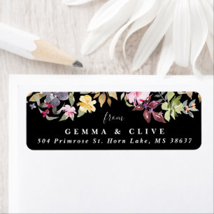 Dramatic Watercolor Florals Wedding Return Address Return Address Label