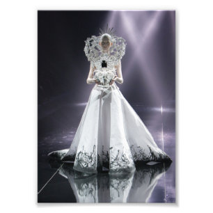 Dramatic White Haired Woman in FuturisticSparkling Photo Print